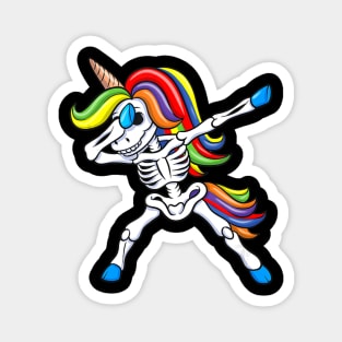 Dabbing Skeleton Unicorn Shirt Kids Girls Halloween Gift Dab Magnet