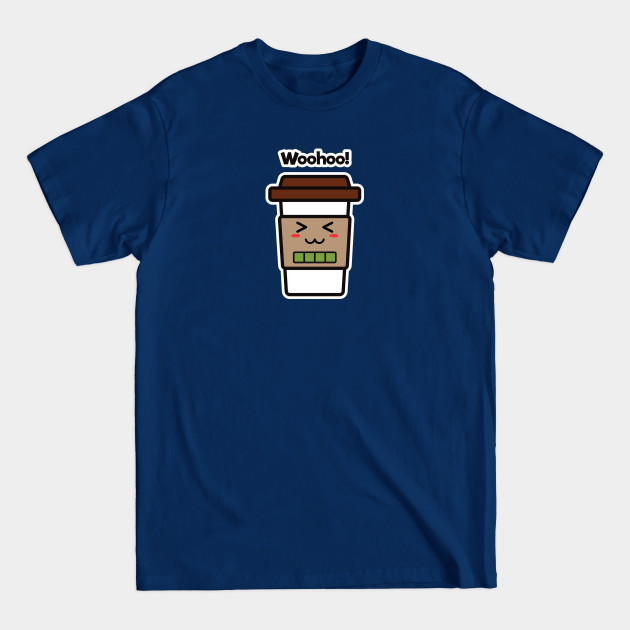 Disover Woohoo! | Coffee Cup | Charging | High Battery | Cute Kawaii | Dark Gray - Coffee - T-Shirt