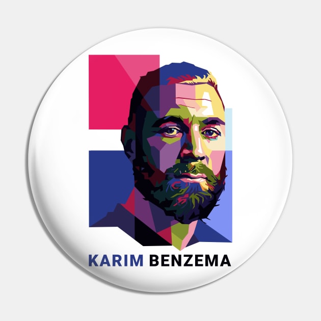 Karim Benzema Pop Art Portrait Pin by mursyidinejad