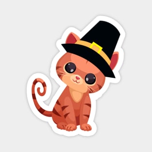 Thanksgiving Pilgrim Cat Magnet