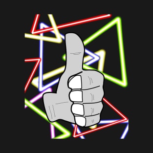 Thumbs up hand drawing triangle geometric pattern background. T-Shirt