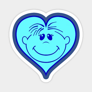 Smiley Heart Blue Magnet