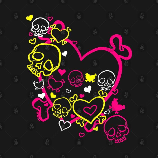 Heart Skull Swirl (Light Version) by Jan Grackle