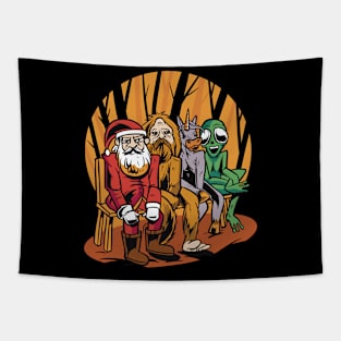 Believe: Santa Claus, Bigfoot, Unicorn and Alien Tapestry