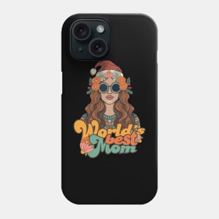 World's best mom with hippie christmas hat Phone Case