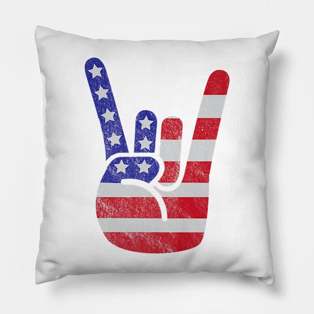 4th Of July American Flag Rock Sign America Us Pillow by Stick Figure103