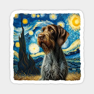 Starry German Wirehaired Pointer Portrait - Dog Portrait Magnet