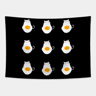 Funny Cat Egg Cute Cat Lover Collection Meme Tapestry