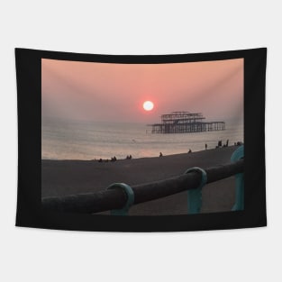 Brighton Beach at Sunset Tapestry