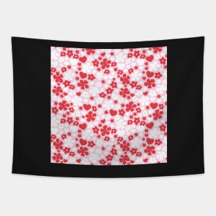 CUTE VALENTINES DAY VINTAGE RETRO PINK AND RED HEARTS AND FLORALS Tapestry