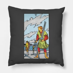 Five of swords tarot card Pillow