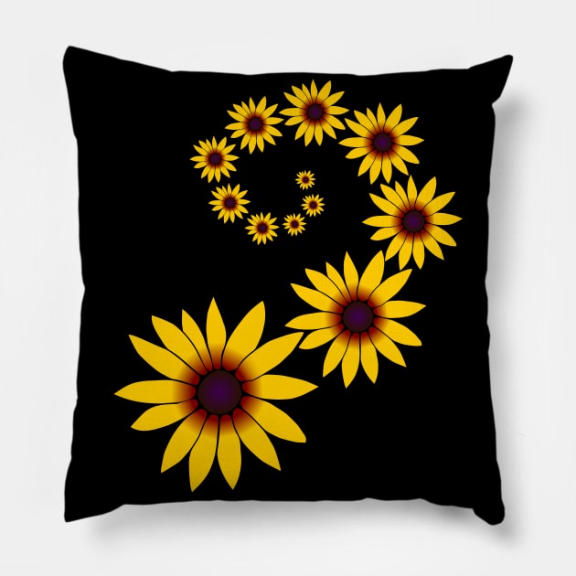 yellow sun hat flower spiral swirl nature gift Pillow by rh_naturestyles