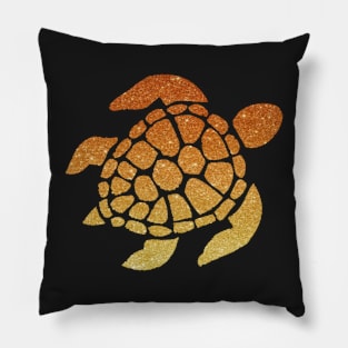 Orange Ombre Faux Glitter Turtle Pillow