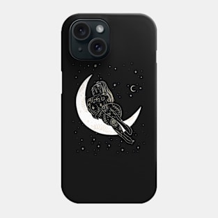 Black White Gold Woman on the Moon Design Phone Case