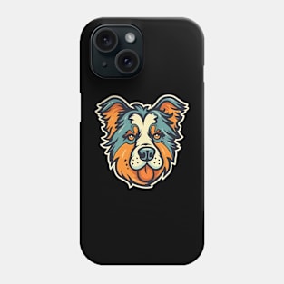 Border Collie dog head logo in circle Phone Case