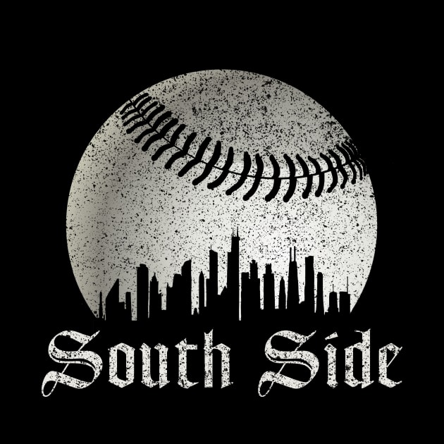 Vintage Chicago City Skyline Baseball South Side For Gameday by boxersettle