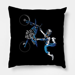 Dirtbiker Motocross Freestyle Fly Blue. Pillow