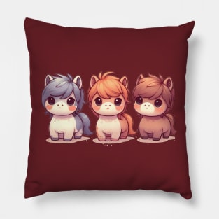 Kawaii Horse Trio Pillow