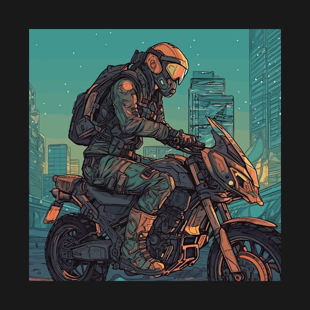 Cool biker futuristic cyber punk style by TVEX19