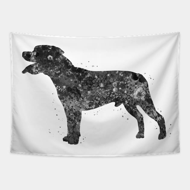Staffordshire Bull Terrier dog black and white Tapestry by Yahya Art