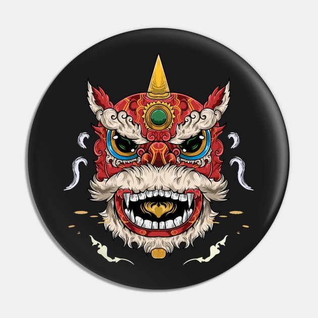 Chinese Barongsai Lion Dance Pin by eijainspire