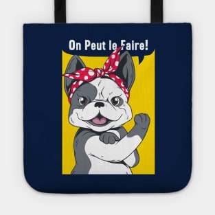 Funny French Bulldog Rosie the Riveter // On Peut le Faire Frenchie Dog Tote