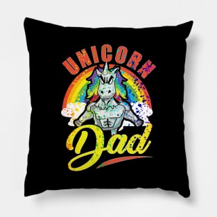 Rainbow Paint Splatter Unicorn Dad Awesome Fathers Pillow