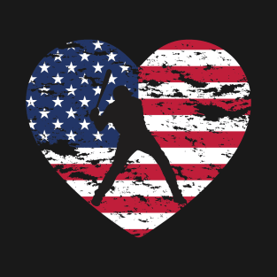 American flag Baseball team Heartshaped T-Shirt