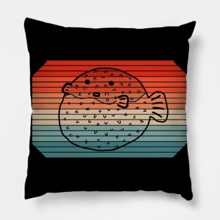 Retro globular puffer fish puffer fish blubb design Pillow