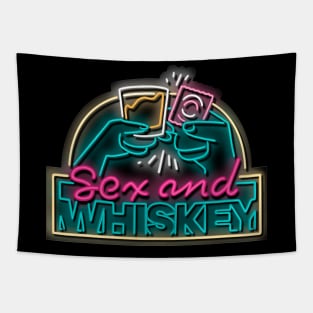 Sex & Whiskey Podcast Logo (Neon) Tapestry