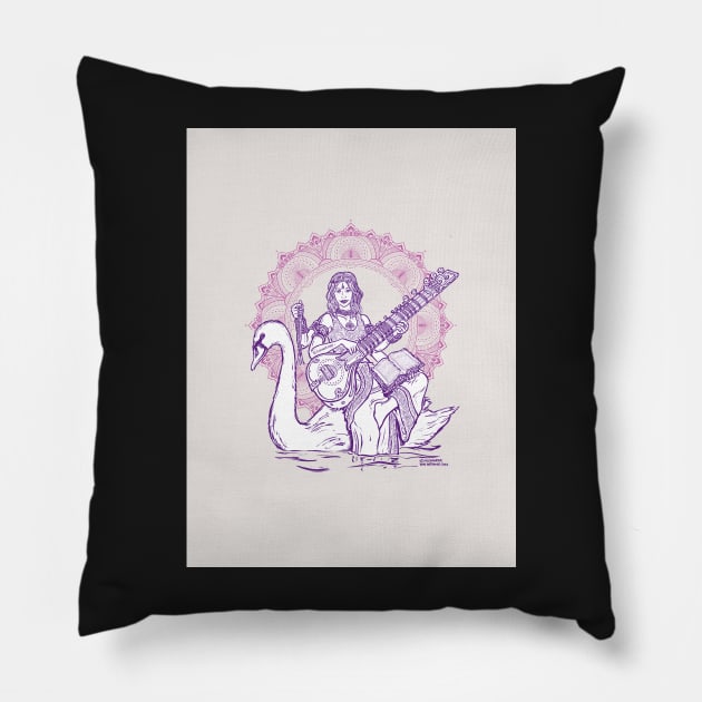 Goddess - Saraswati Pillow by zeichentier