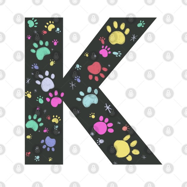 K letter with colorful paw print by GULSENGUNEL