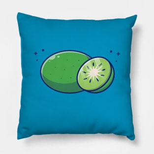 Kiwi And Slices Of Kiwi Cartoon Pillow