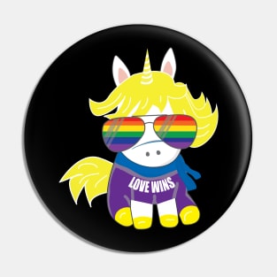 Love wins unicorn lgbt rainbow flag Pin