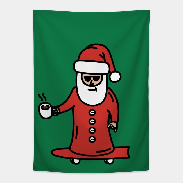 Sliding Into Christmas Like Longboarding Santa Tapestry by imotvoksim