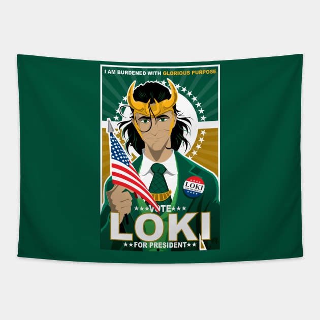 Loki for President Tapestry by CuddleswithCatsArt