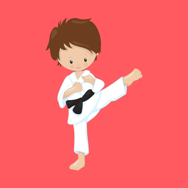 Karate Boy, Cute Boy, Black Belt, Brown Hair by Jelena Dunčević