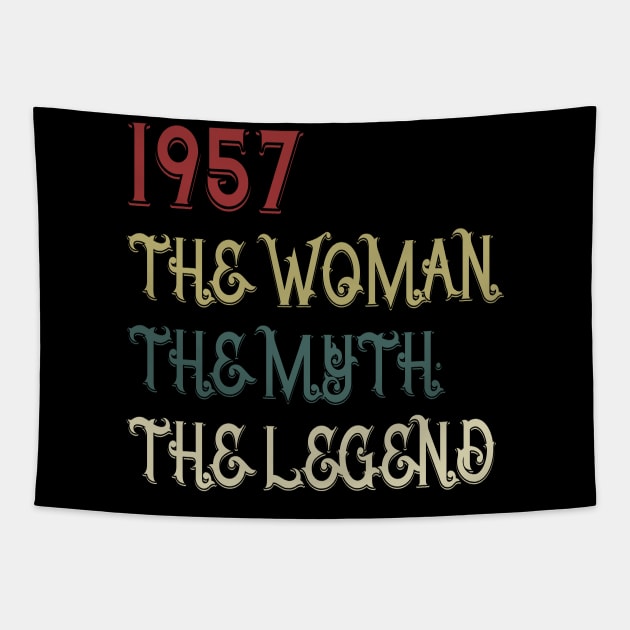 Vintage Retro 1957 Legend Gift 63rd Birthday Womens Tapestry by Damsin