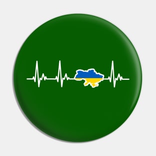 Ukrainian Flag My Heart Beats for Ukraine Pin