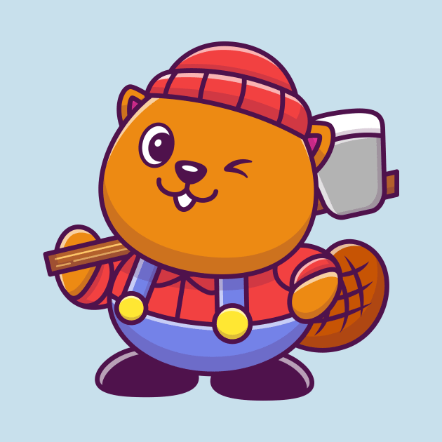 Cute Beaver Lumberjack Cartoon by Catalyst Labs