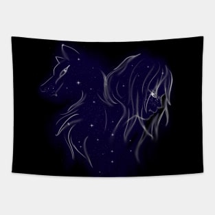 wolf girl Tapestry