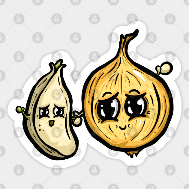 Onion and Garlic Happy Seasoning Friends Cartoon Illustration Mascots - Garlic - Sticker | TeePublic Onion and Garlic Happy Seasoning Friends Cartoon Illustration Mascots - Garlic - Sticker | TeePublic