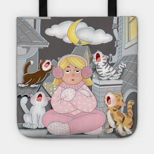 Cold Night With Cat Meowings Tote