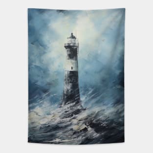 Lighhouse during the storm and thungers Tapestry