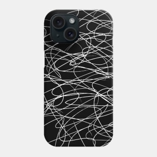 Hand Drawn Scribbles (white/black) Phone Case