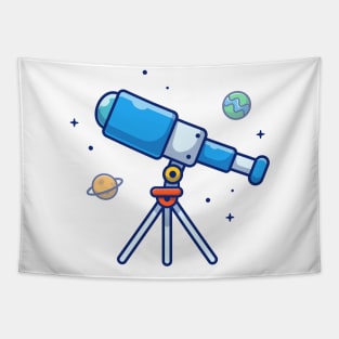 Telescope space cartoon Tapestry