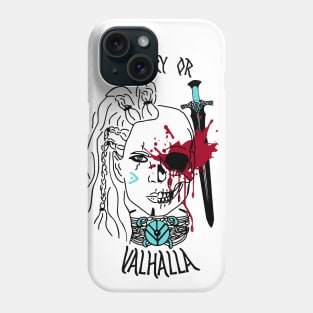 victory or valhalla - shieldmaiden black skull Phone Case