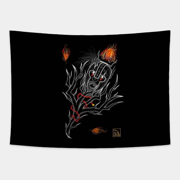 Sacred Torch Tapestry by Mister Cacho