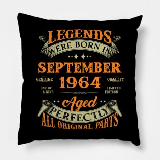 Legends Were Born In September 1964 60 Years Old 60th Birthday Gift Pillow