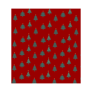 Christmas trees pattern dark red T-Shirt